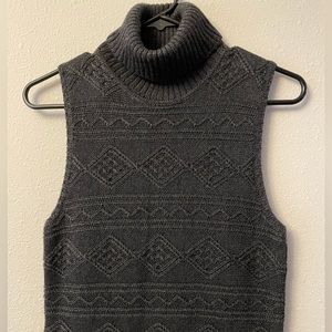 Calvin Klein Wool blend Turtle neck Sleeveless midi fitted knit dress